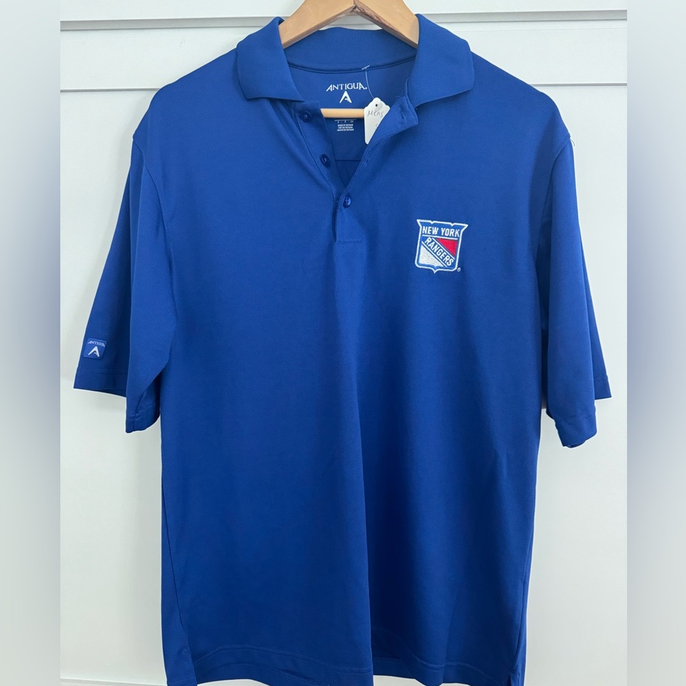 Antigua Royal NY Rangers Blue Polo Shirt Mens Small